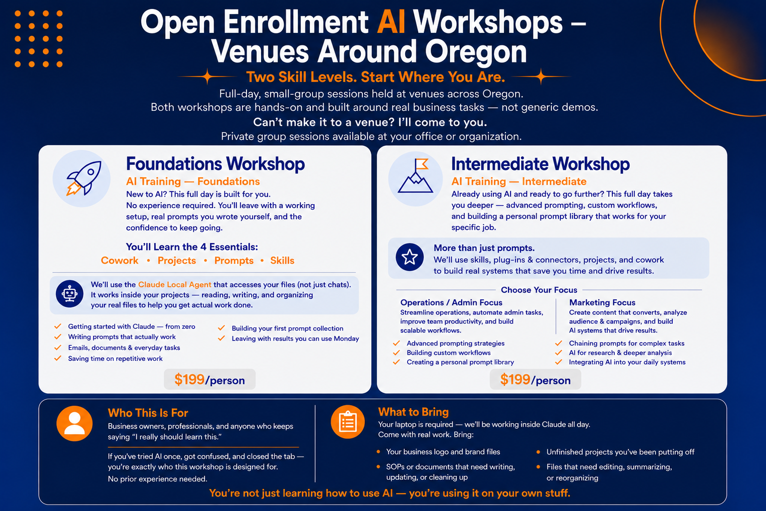 Open Enrollment AI Workshops — Throughout Oregon